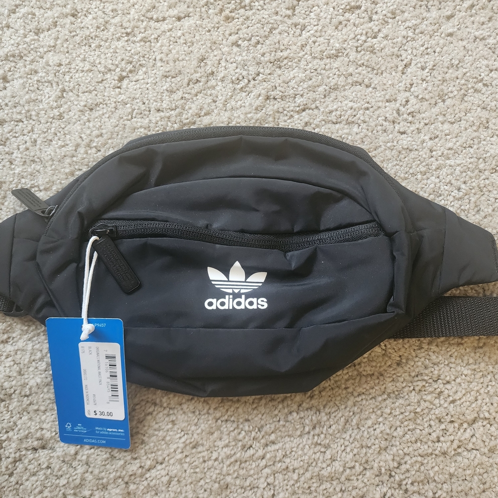 Adidas Black Trefoil Waist Bag with Adjustable Straps